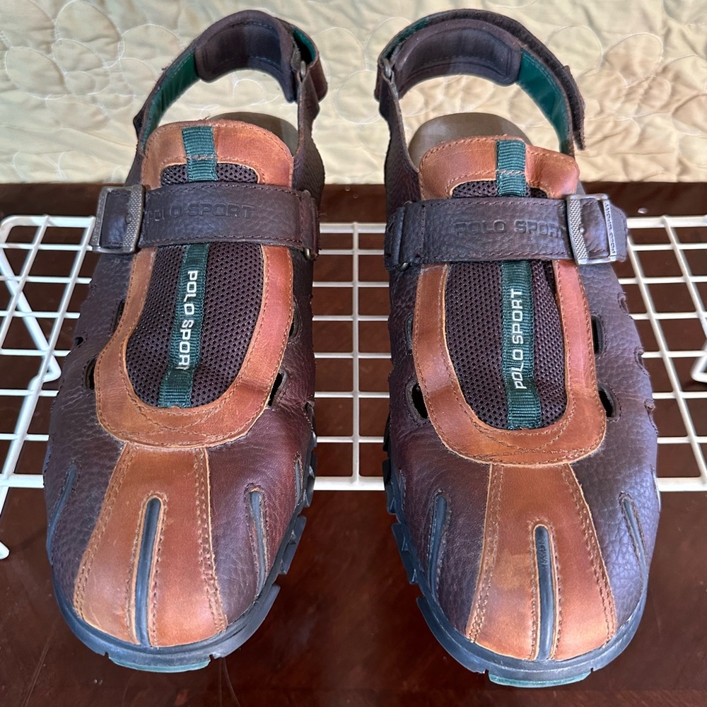 Polo Sport Ralph Lauren Closed Toe Adjustable Back Heal Leather Men’s 13